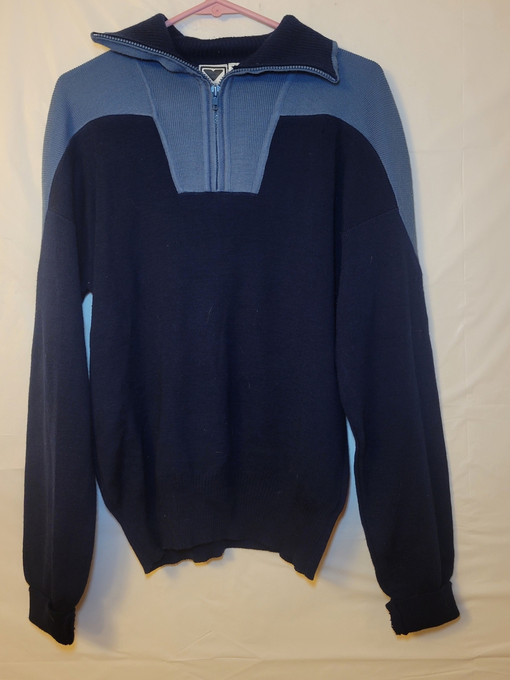 Obermeyer Two-Tone Navy and Slate Half-Zip Sweater